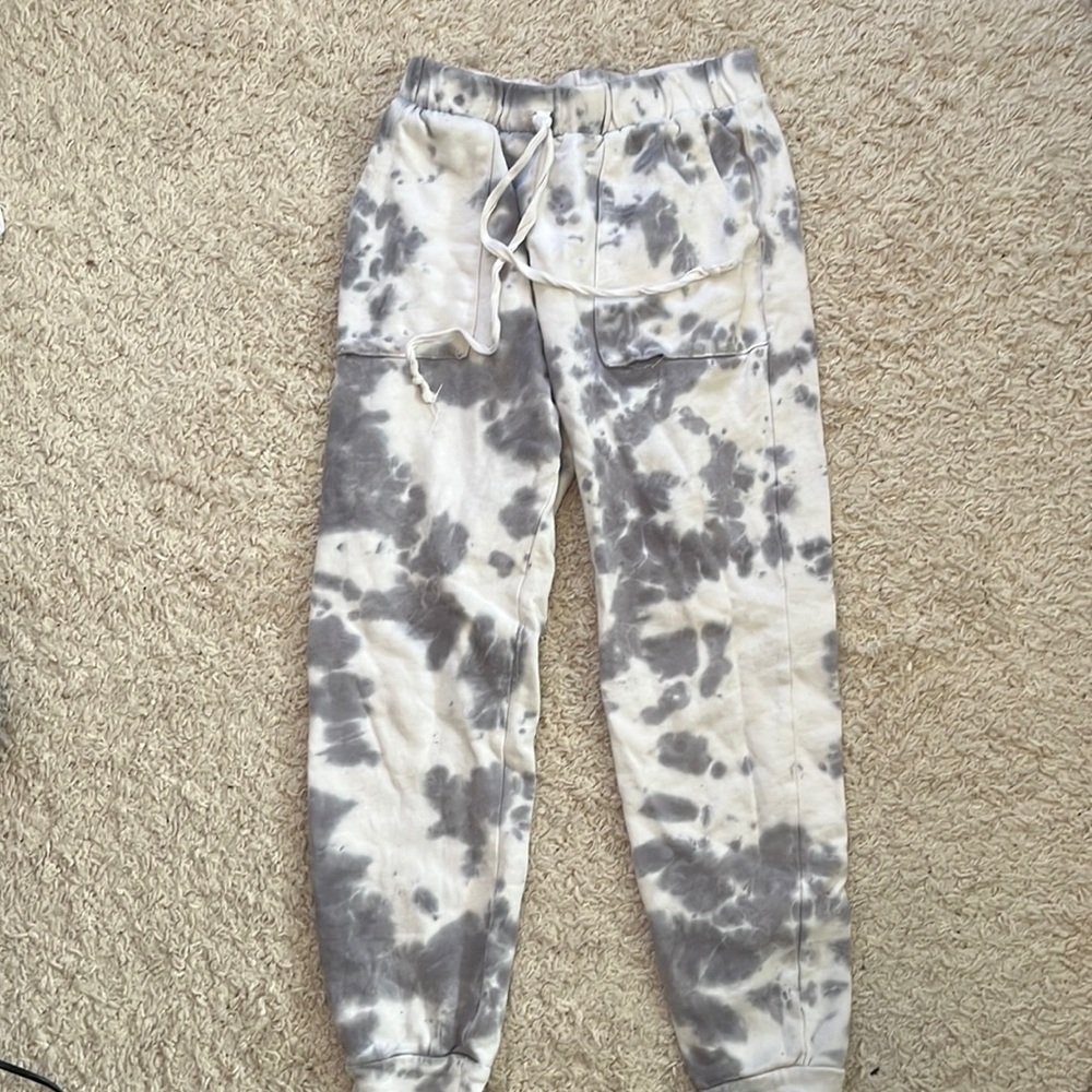 Gray and White tie dye sweatpants